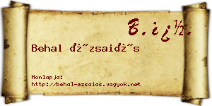 Behal Ézsaiás névjegykártya