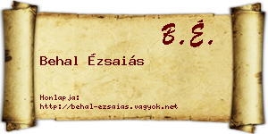 Behal Ézsaiás névjegykártya